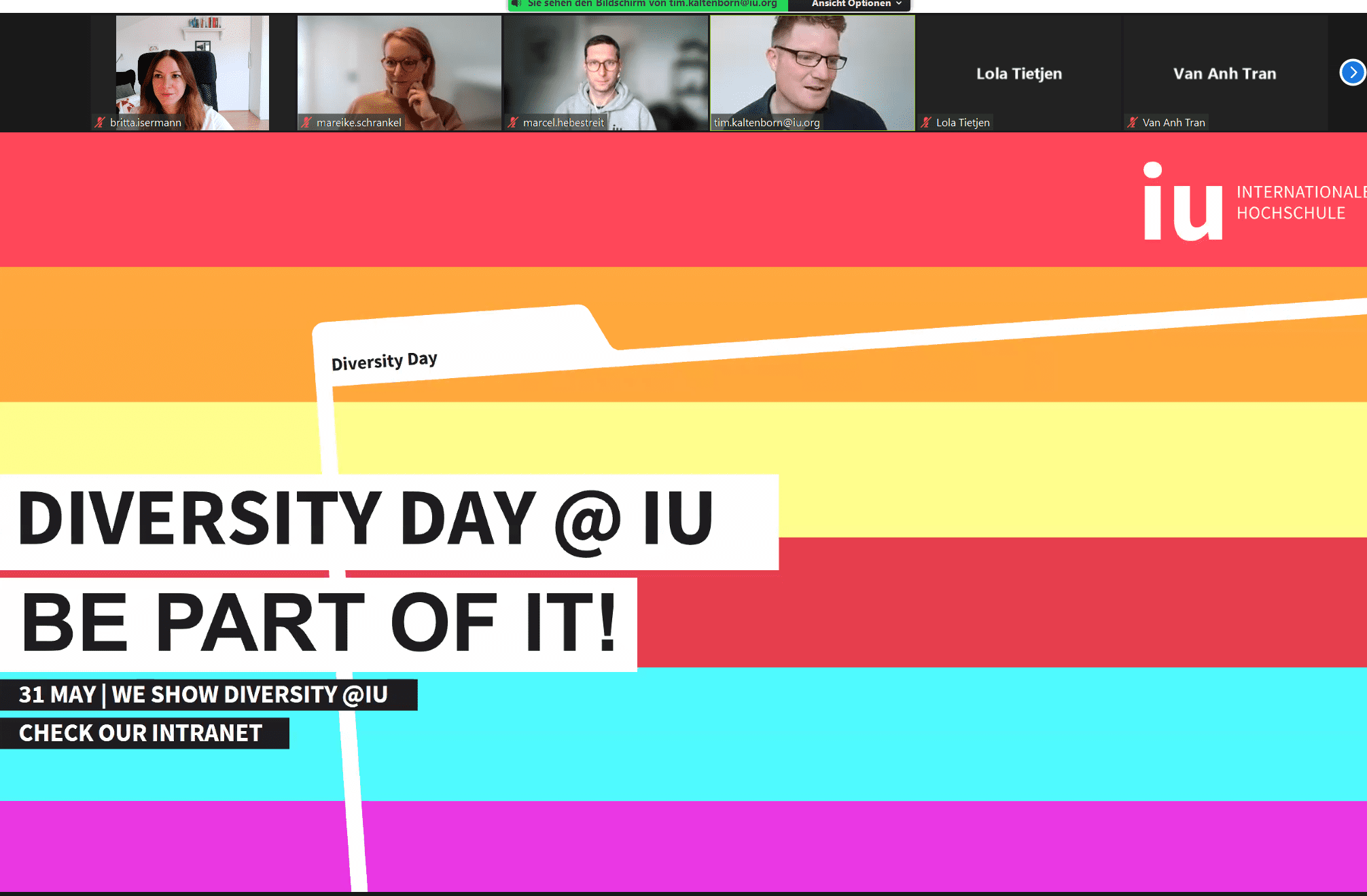 Der Diversity Day Screenshot aus Teamscall mit Kolleg:innen